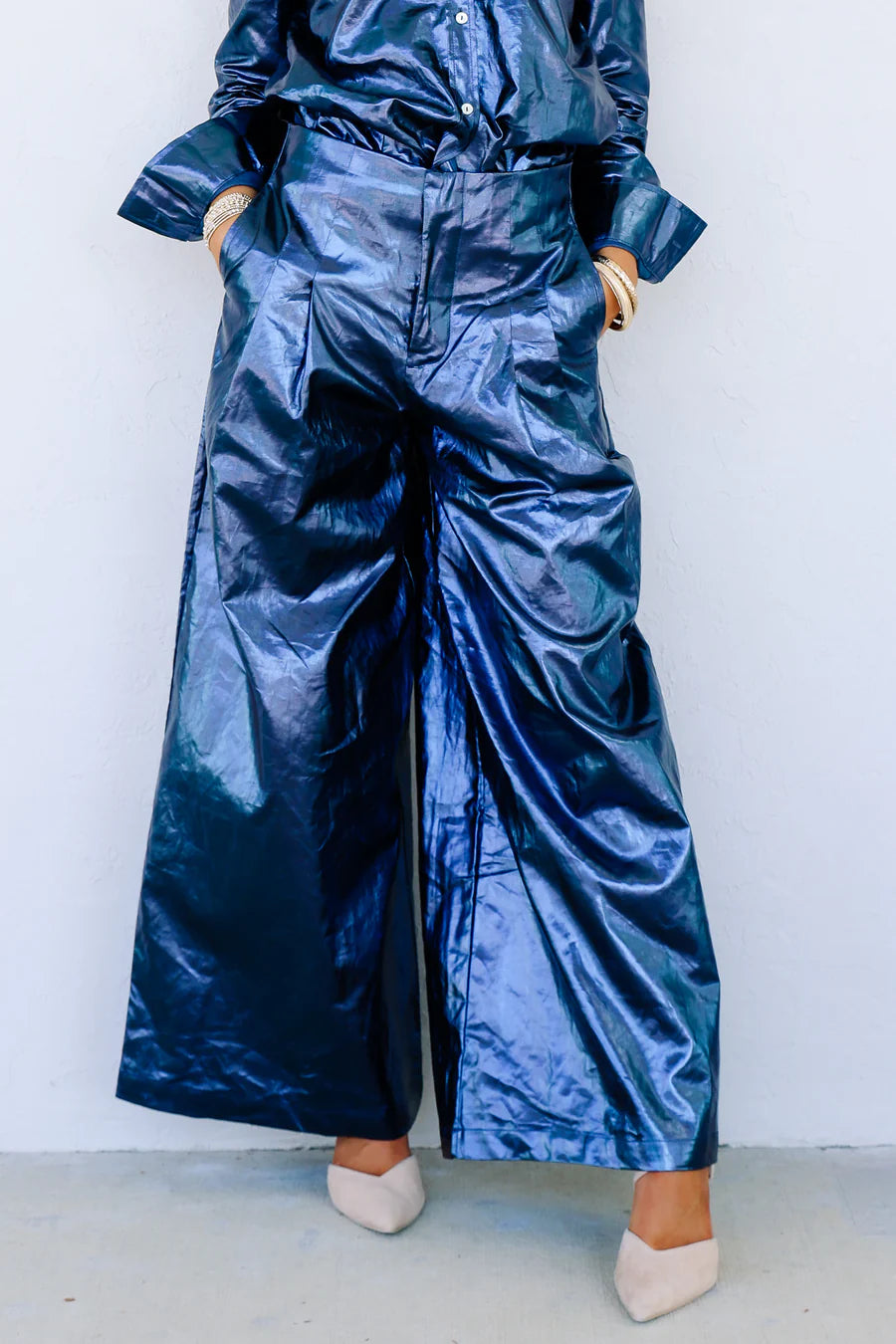 Culotte Dark Blue Linen Wide Leg Pant