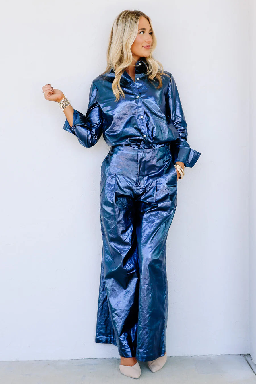 Culotte Dark Blue Linen Wide Leg Pant