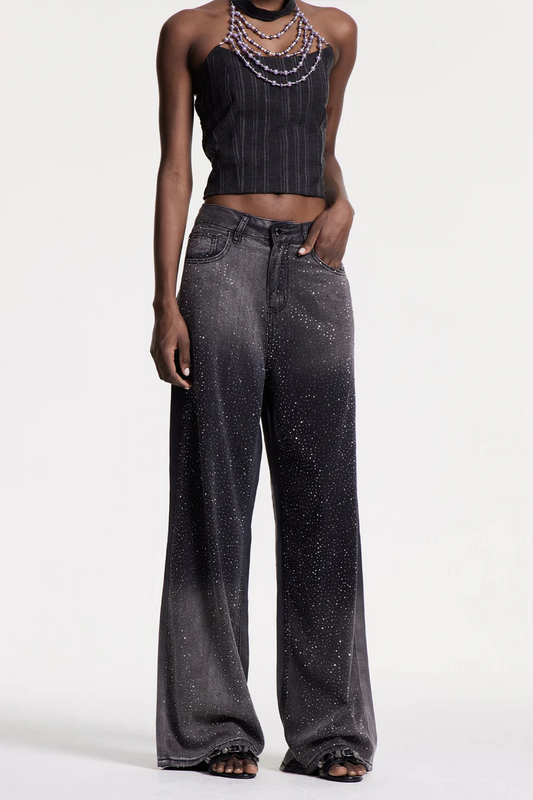 Black Rhinestone Hayley Jeans