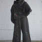 Rhinestone Zipper Hoodie and Pants Set