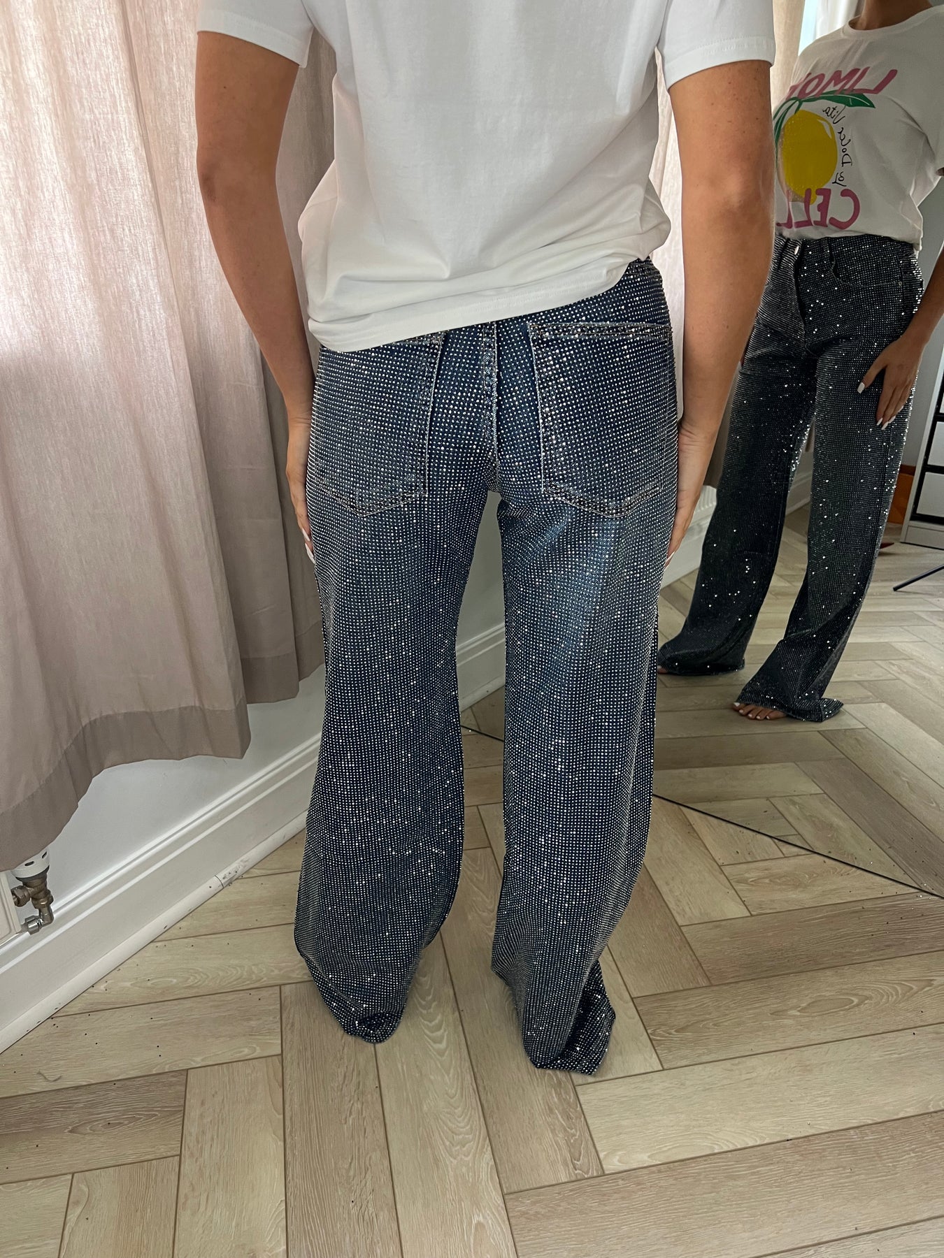 Diamond Wide Leg Sparkle Covered Jeans