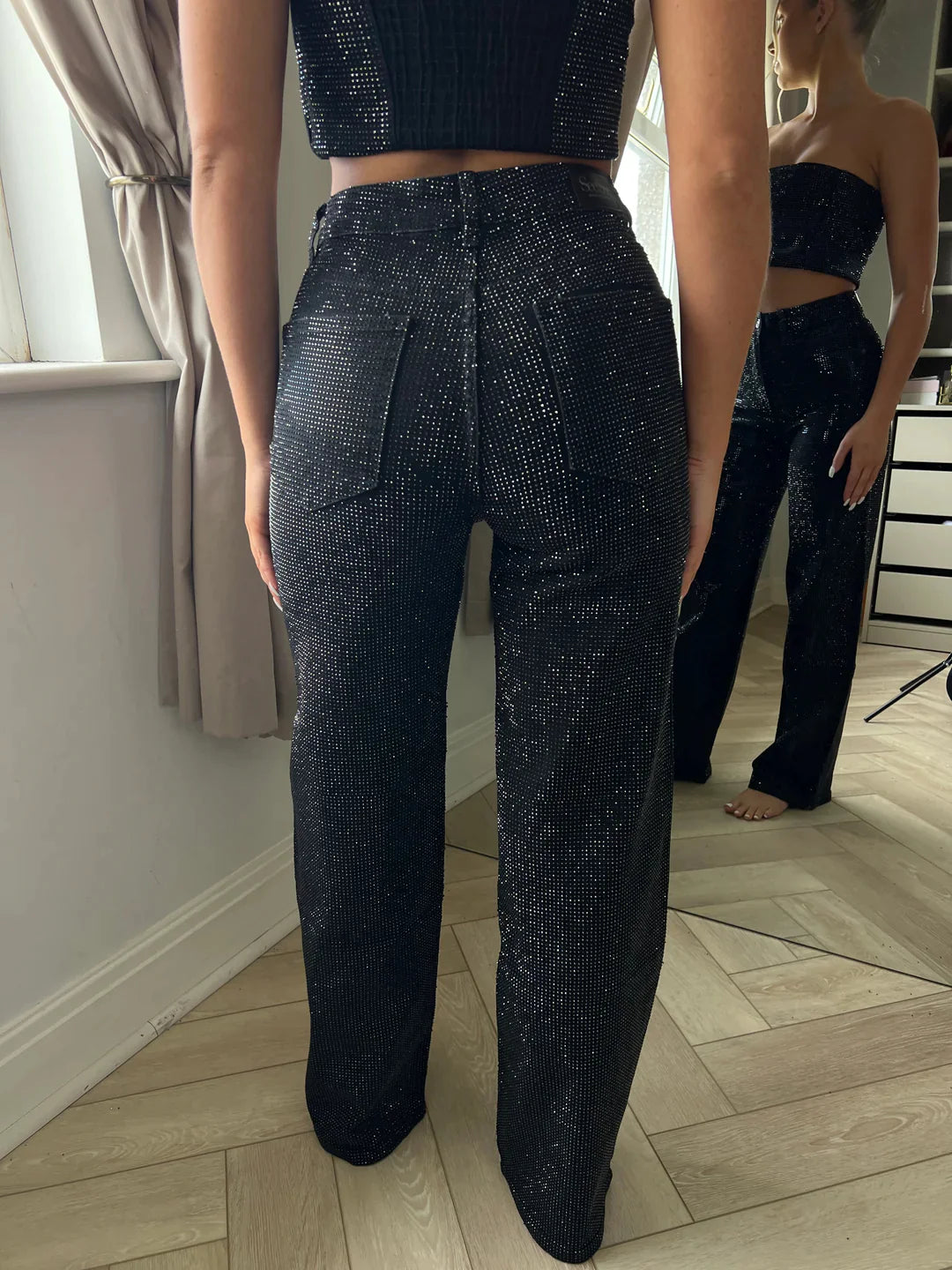 Diamond Wide Leg Sparkle Covered Jeans
