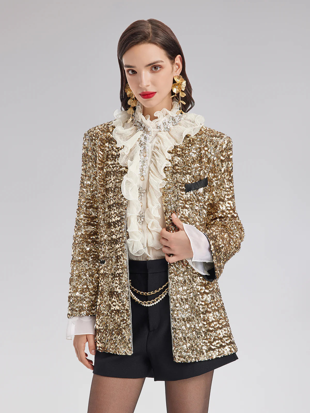 Light Luxury Sequin Heavy-Duty Blazer
