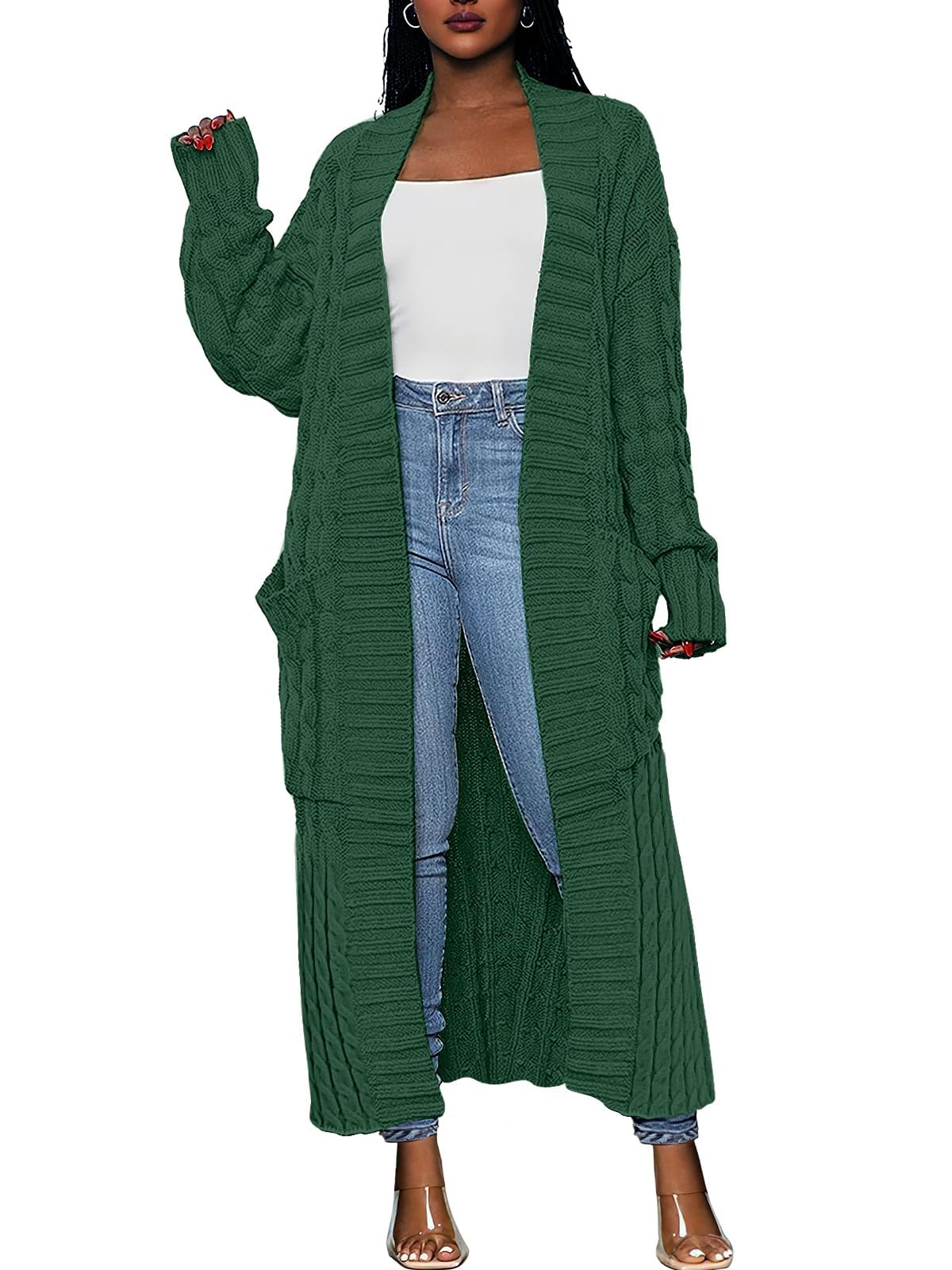 Open Front Coat Cable Knit Outerwear