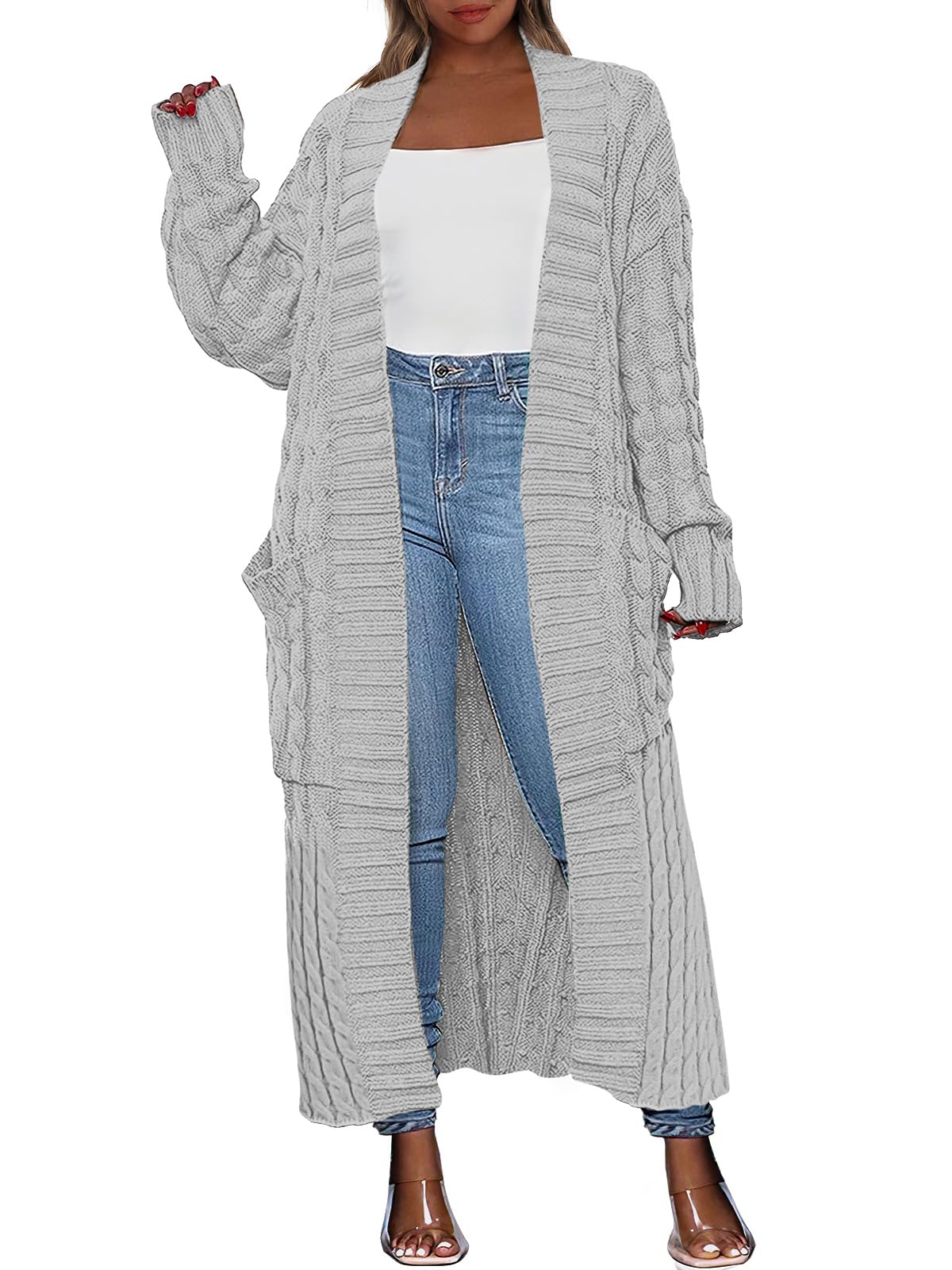 Open Front Coat Cable Knit Outerwear