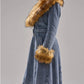 Fur-Trimmed Denim Trench Coat