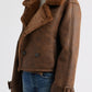Distressed Faux Shearling Moto Jacket