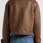 Distressed Faux Shearling Moto Jacket