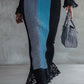 Colorblock Lace Trim Knit Maxi Bodycon Dress