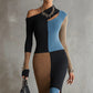 Multicolor Knit Off Shoulder Bodycon Dress