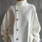 White Buttoned Turtleneck Sweater Dress