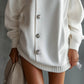 White Buttoned Turtleneck Sweater Dress