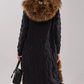 Warm Long Cardigan Coat With Fur