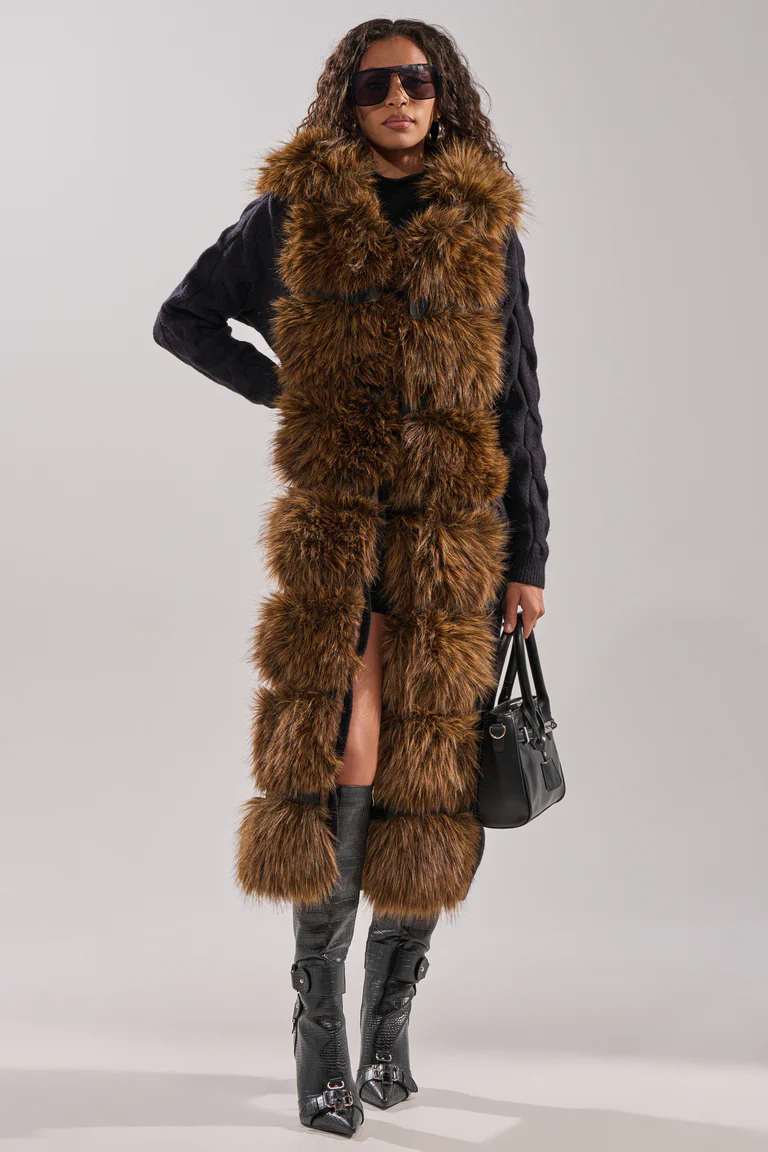 Warm Long Cardigan Coat With Fur