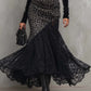 Black Velvet Leopard Patchwork Lace Dress