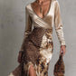 Velvet Satin Patchwork Leopard Print Dress