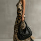 Irregular Leopard Print Knitted Tassel Sleeveless Maxi Dress