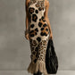 Irregular Leopard Print Knitted Tassel Sleeveless Maxi Dress