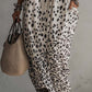 Gradient Leopard Print Cotton Linen Dress