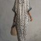 Gradient Leopard Print Cotton Linen Dress