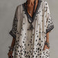 Gradient Leopard Print Cotton Linen Dress
