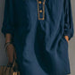 Cotton Linen Floral Embroidered Collared Mini Dress