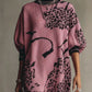 Pink Knit Loose Short Sleeve Midi Dress