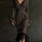 Lantern Sleeve V-Neck Knit Fringe Dress