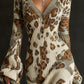 Lantern Sleeve V-Neck Knit Fringe Dress