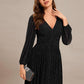 Glittery Long Lantern Sleeves A-Line Evening Dress