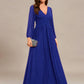 Glittery Long Lantern Sleeves A-Line Evening Dress