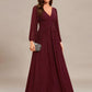 Glittery Long Lantern Sleeves A-Line Evening Dress