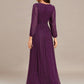 Glittery Long Lantern Sleeves A-Line Evening Dress