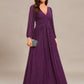 Glittery Long Lantern Sleeves A-Line Evening Dress