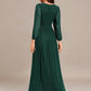 Glittery Long Lantern Sleeves A-Line Evening Dress