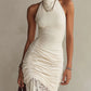 Ruched Lace Sleeveless Maxi Dress