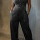 Hot Selling Women's Casual Rivet Denim Jumpsuit