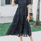 Grid Pattern Tiered Midi Shirtdress