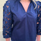 Eyelet Sleeve Detail Top