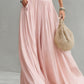 Pink Lace Trim Pleated Maxi Dress