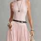 Pink Lace Trim Pleated Maxi Dress
