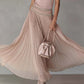 Pink Shimmer Tee And Flowing Midi Pleated Skirt Two-Piece Set