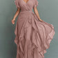 V-neck Chiffon Layered Maxi Dress