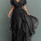 V-neck Chiffon Layered Maxi Dress