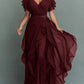 V-neck Chiffon Layered Maxi Dress