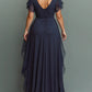 V-neck Chiffon Layered Maxi Dress