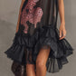 Chiffon Ruffled Asymmetric Leopard Midi Dress