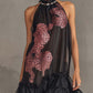 Chiffon Ruffled Asymmetric Leopard Midi Dress