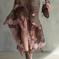 Leopard Print Halter Neck Asymmetrical Lace Hem Dress
