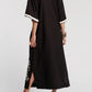 Charming Peacock Embroidery Split V-Neck 3/4 Sleeve Caftan